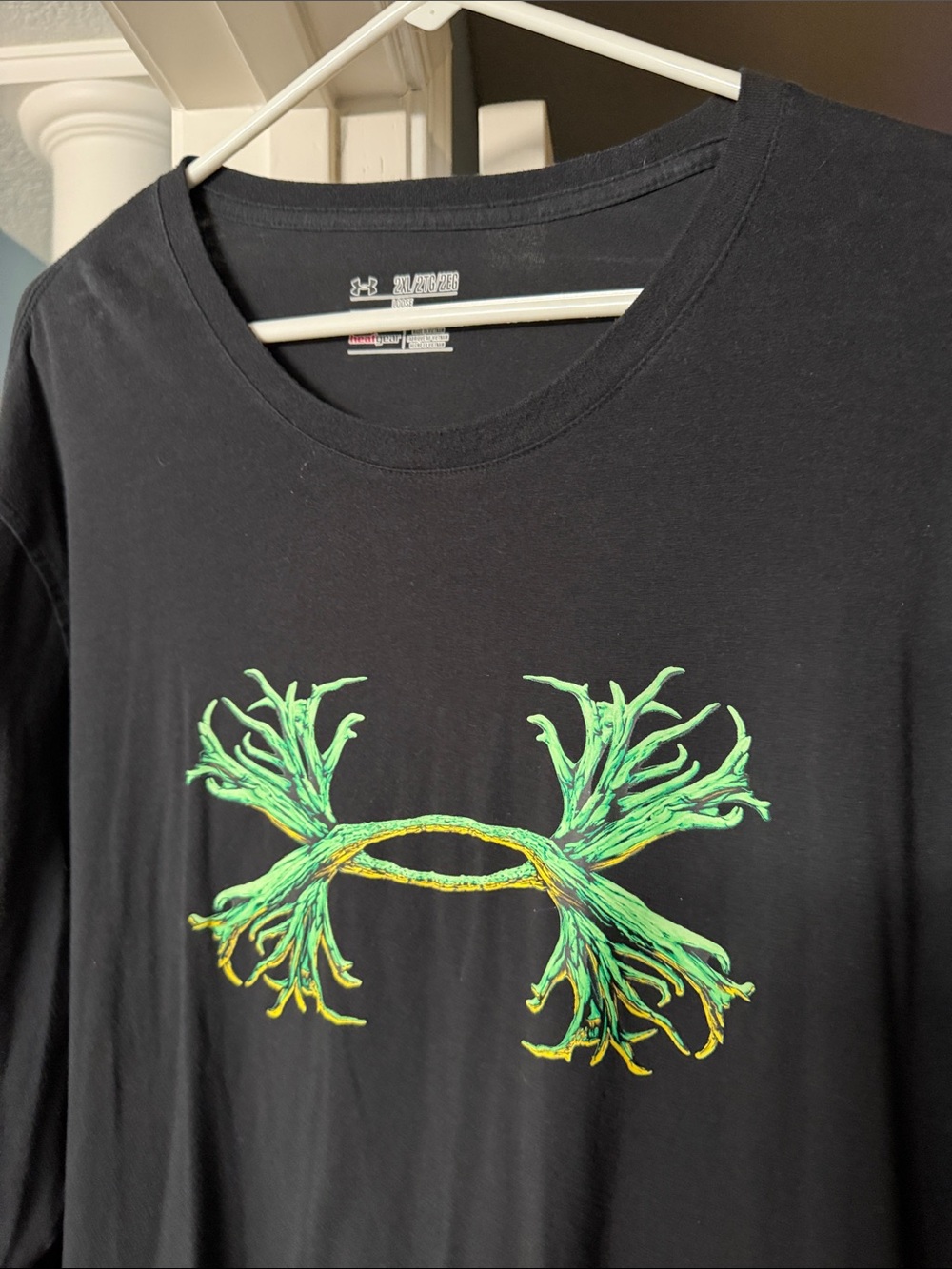 Under Armour Black Short Sleeve Tee with Green and Yellow Graphic